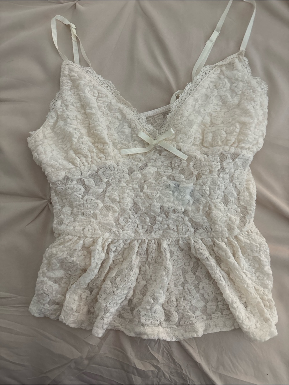 Ecote Ivory Lace Peplum Camisole